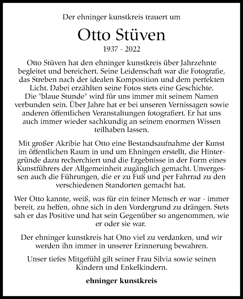  Traueranzeige für Otto Stüven vom 10.02.2022 aus Leonberger Kreiszeitung / Strohgäu Extra