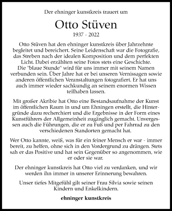 Traueranzeige von Otto Stüven von Leonberger Kreiszeitung / Strohgäu Extra