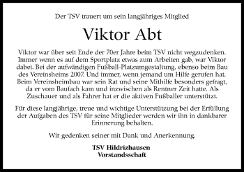 Traueranzeige von Viktor Abt von Leonberger Kreiszeitung / Strohgäu Extra