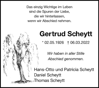 Traueranzeige von Gertrud Scheytt von Leonberger Kreiszeitung / Strohgäu Extra