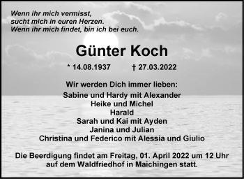 Traueranzeige von Günter Koch von Leonberger Kreiszeitung / Strohgäu Extra