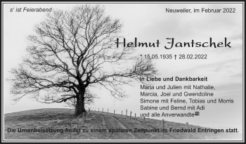 Traueranzeige von Helmut Jantschek von Leonberger Kreiszeitung / Strohgäu Extra