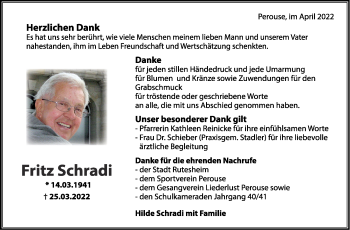 Traueranzeige von Fritz Schradi von Leonberger Kreiszeitung / Strohgäu Extra