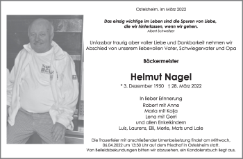 Traueranzeige von Helmut Nagel von Leonberger Kreiszeitung / Strohgäu Extra