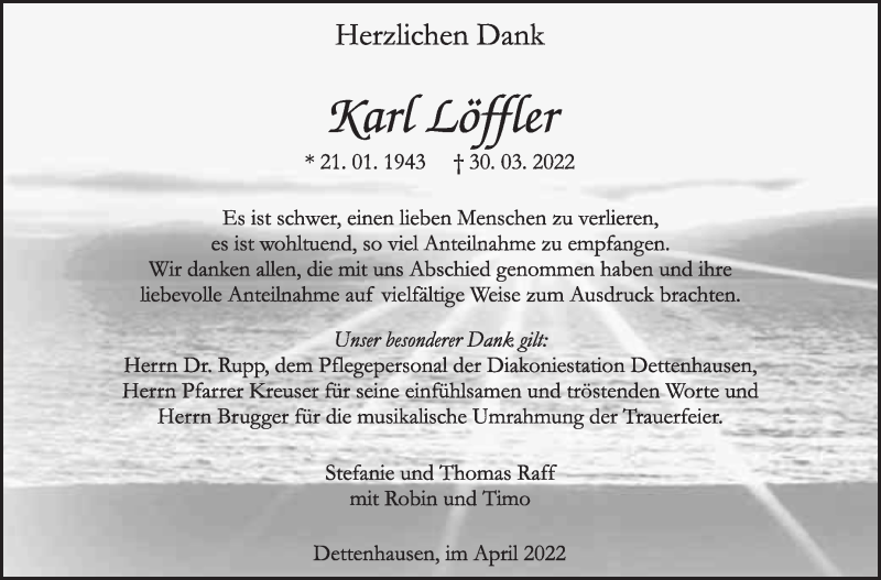  Traueranzeige für Karl Löffler vom 22.04.2022 aus Leonberger Kreiszeitung / Strohgäu Extra