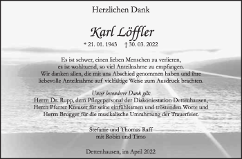 Traueranzeige von Karl Löffler von Leonberger Kreiszeitung / Strohgäu Extra