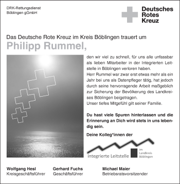 Traueranzeige von Philipp Rummel von Leonberger Kreiszeitung / Strohgäu Extra