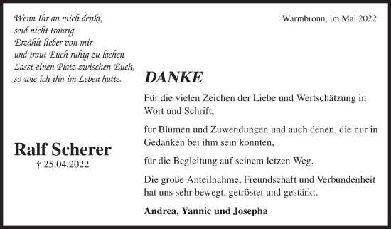 Traueranzeige von Ralf Scherer von Leonberger Kreiszeitung / Strohgäu Extra