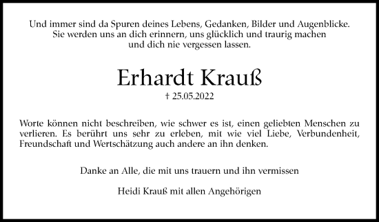 Traueranzeige von Erhardt Krauß von Leonberger Kreiszeitung / Strohgäu Extra