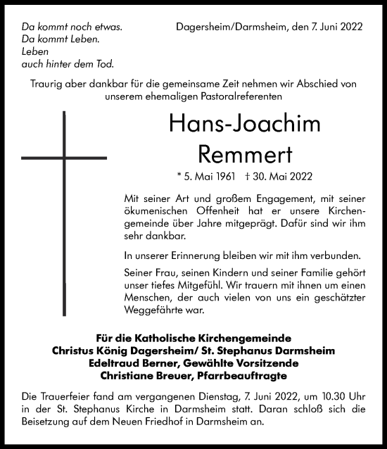 Traueranzeige von Hans-Joachim Remmert von Leonberger Kreiszeitung / Strohgäu Extra