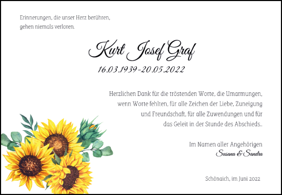 Traueranzeige von Kurt Josef Graf von Leonberger Kreiszeitung / Strohgäu Extra