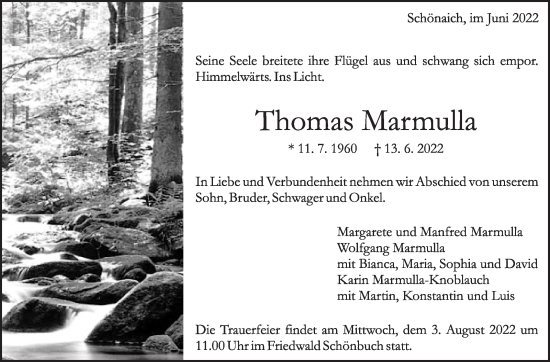 Traueranzeige von Thomas Marmulla von Leonberger Kreiszeitung / Strohgäu Extra