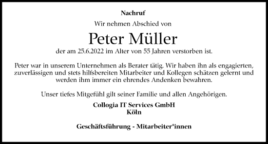 Traueranzeige von Peter Müller von Leonberger Kreiszeitung / Strohgäu Extra