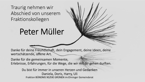 Traueranzeige von Peter Müller von Leonberger Kreiszeitung / Strohgäu Extra