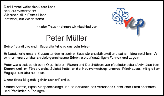 Traueranzeige von Peter Müller von Leonberger Kreiszeitung / Strohgäu Extra