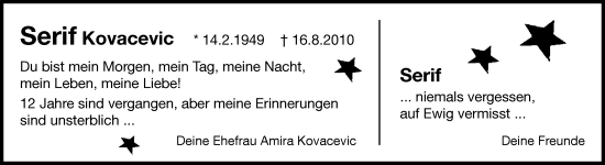Traueranzeige von Serif Kovacevic von Leonberger Kreiszeitung / Strohgäu Extra