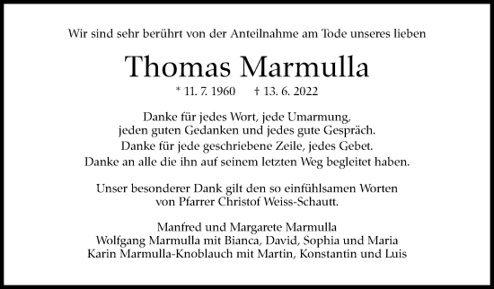 Traueranzeige von Thomas Marmulla von Leonberger Kreiszeitung / Strohgäu Extra