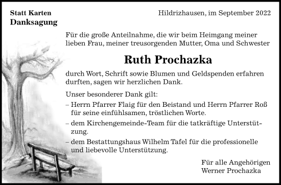 Traueranzeige von Ruth Prochazka von Leonberger Kreiszeitung / Strohgäu Extra