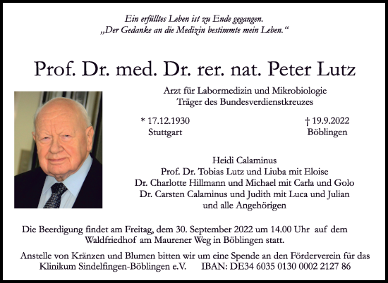 Traueranzeige von Träger des Bundesverdienstkreuzes von Leonberger Kreiszeitung / Strohgäu Extra