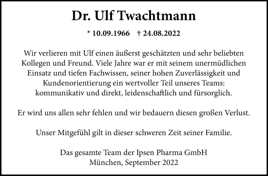 Traueranzeige von Ulf Twachtmann von Leonberger Kreiszeitung / Strohgäu Extra
