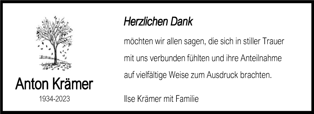  Traueranzeige für Anton Krämer vom 21.12.2023 aus Leonberger Kreiszeitung / Strohgäu Extra