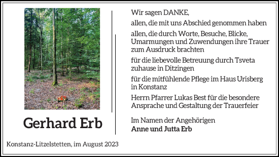 Traueranzeige von Gerhard Erb von Leonberger Kreiszeitung / Strohgäu Extra