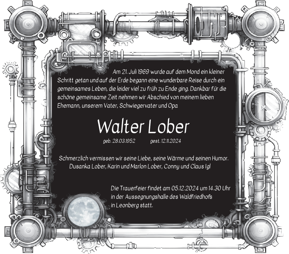  Traueranzeige für Walter Lober vom 23.11.2024 aus Leonberger Kreiszeitung / Strohgäu Extra