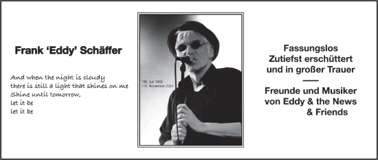 Traueranzeige von Frank Schäffer von Leonberger Kreiszeitung / Strohgäu Extra