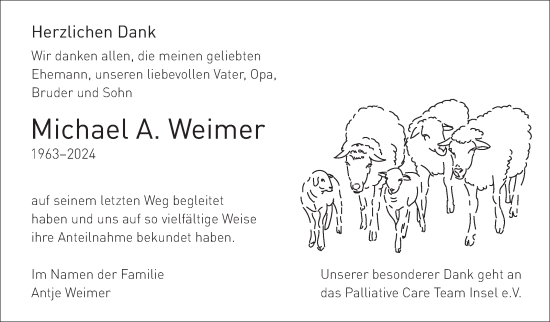 Traueranzeige von Michael A. Weimer von Leonberger Kreiszeitung / Strohgäu Extra