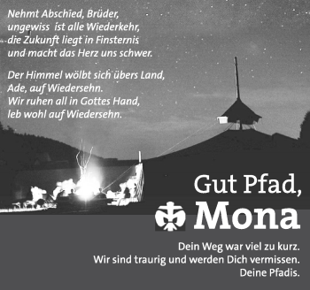 Traueranzeige von Mona  von Kreiszeitung Böblinger Bote