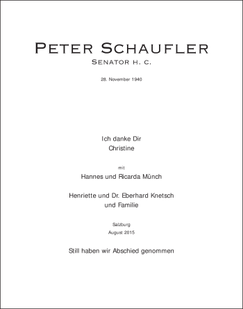 Traueranzeige von Petter Schaufler von Kreiszeitung Böblinger Bote