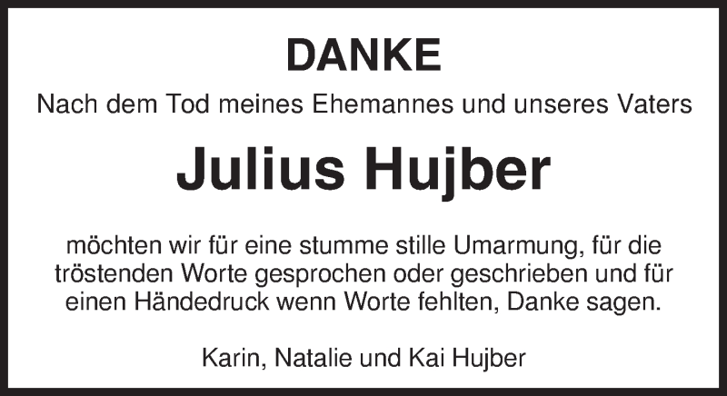  Traueranzeige für Julius Hujber vom 22.10.2015 aus Kreiszeitung Böblinger Bote