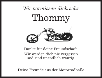Traueranzeige von Thommy  von Kreiszeitung Böblinger Bote