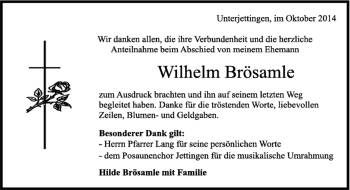 Traueranzeige von Wilhelm Brösamle von Kreiszeitung Böblinger Bote
