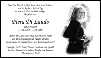 Traueranzeige von Piera Di Laudo von Kreiszeitung Böblinger Bote