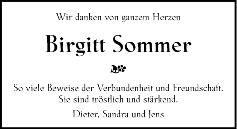  Traueranzeige für Birgitt Sommer vom 11.02.2015 aus Kreiszeitung Böblinger Bote
