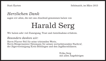Traueranzeige von Harald Serg von Kreiszeitung Böblinger Bote