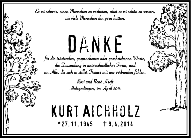  Traueranzeige für Kurt Aichholz vom 24.04.2014 aus Kreiszeitung Böblinger Bote