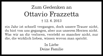 Traueranzeige von Ottavio  Frazzetta von Kreiszeitung Böblinger Bote