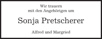 Traueranzeige von Sonja Pretscherer von Kreiszeitung Böblinger Bote