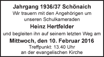 Traueranzeige von Heinz Hertfelder von Kreiszeitung Böblinger Bote