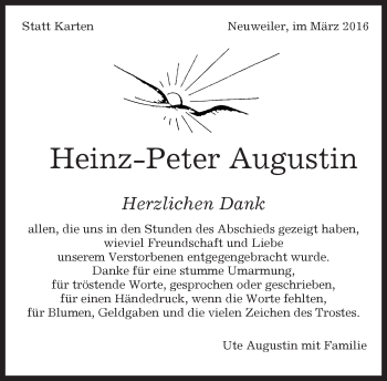 Traueranzeige von Heinz-Peter Augustin von Kreiszeitung Böblinger Bote