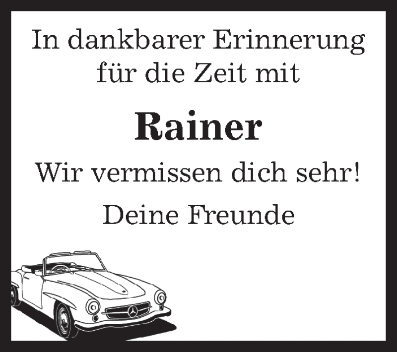  Traueranzeige für Rainer  vom 09.06.2016 aus Kreiszeitung Böblinger Bote