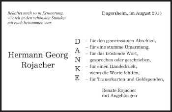 Traueranzeige von Hermann Georg Rojacher von Kreiszeitung Böblinger Bote