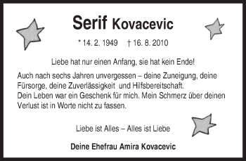 Traueranzeige von Serif Kovacevic von Kreiszeitung Böblinger Bote