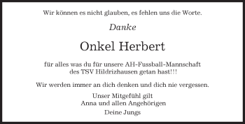 Traueranzeige von Herbert  von Kreiszeitung Böblinger Bote