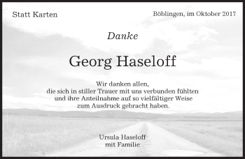 Traueranzeige von Georg Haseloff von Kreiszeitung Böblinger Bote