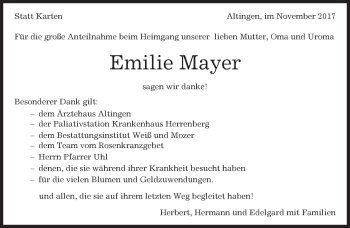 Traueranzeige von Emilie Mayer von Kreiszeitung Böblinger Bote