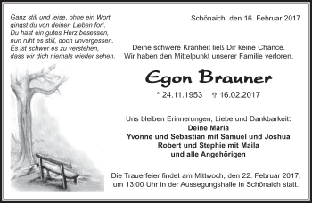 Traueranzeige von Egon Brauner von Kreiszeitung Böblinger Bote