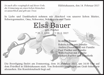 Traueranzeige von Elsa Bauer von Kreiszeitung Böblinger Bote